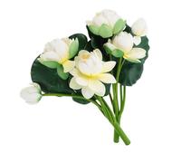 TONGMAN 2Pcs Artificial Lotus Flower Decor, 12.5inch 7 Head Water Lilies, Outdoor Pond Plants, Silk Artificial Flower Lotus, Household Living Room and Dining Table Decoration (White)