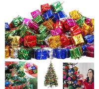 TONGMAN 36 Pcs Multi Color Christmas Tree Hanging Gift Boxes - Foam & Aluminum Foil - Whimsical Metallic Style - Adults & Kids - 1" x 1" x 1" - Christmas Occasion