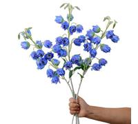 TONGMAN 4 Bunches Artificial Bluebell Silk Flower Outdoors Fake Plants Faux Plastic Flower Length 33 “for Wedding Arrangement Centerpieces Party Home Table Decorationstionvase Filler (Blue)