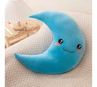 TONGMAN 45cm Amuseable Moon Pillow Plush Toy - Soft Stuffed Animal Decor, Cute Birthday Gift for Kids Girls Boys (Blue)