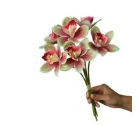 TONGMAN Artificial Cymbidium Orchids Artificial Orchids 12 Bunch Artificial Flowers Outdoor Fake FlowersWedding BouquetsArtificial Flower Plant for Home Wedding Party Decor&Floral Arrangement (Green)