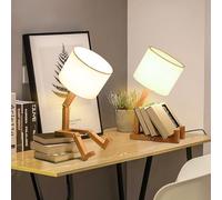 TONGNIDA Bedside Lamps Wooden Robot Led Table Lamp Set of 2,Cute Kids Desk Reading Lamp for Study with Lamp Body Adjustable,Creative Table Lamps for Bedroom,Indoor Decorative Lighting