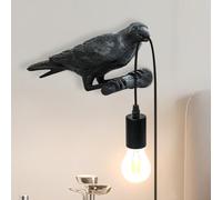 TONGNIDA Black Bird LED Wall Lights Cute Crow Plug in Wall Light,Creative Resin Wall Lamp Animal Lamp Modern Gothic Raven Decorated,Bird Lamps Gifts,E27 Lamps,Button Control(Left)