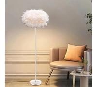 TONGNIDA Feather Floor Lamps for Living Room,Standing Lamp with Foot Switch,55INCH White Feather Lampshade Tall Lamp for Bedroom,Corner Home Decor,Modern Home Lighting Fixtures (E27 Holder)