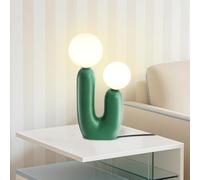 TONGNIDA LED Table Lamp Cute Cactus Bedside Lamps,Modern Decor Mushroom Bed Side Lamps for Bedroom,Green Resin Desk Lamp with 2 Globe Lampshades,Funny Gifts for Kids Family,G9 Base