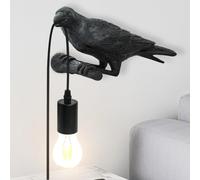 TONGNIDA LED Wall Lights Black Bird Cute Crow Plug in Wall Light,Creative Resin Animal Lamp Wall Lamp Modern Gothic Raven Decorated,Bird Lamps Gifts,Button Control,E27 Lamps(Right)