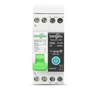 TONGOU 32A WiFi Smart Circuit Breaker, MCB, Electricity Usage Monitor, Tuya/Smart Life Connect, Compatible with Alexa & Google Assistant, Short-Circuit Protection, for Smart Home