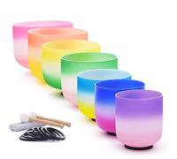 TONGQIC 6-12 Inch Crystal Singing Bowls Set, CDEFGAB Note, For Calming Healing Sounds, Balancing Body Chakra, Adjusting Emotional State, With Carrying Bag(440hz)