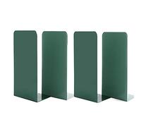 TONGQU 2 Pairs Book Ends for Book Shelves, Heavy Duty Bookends, Desk Organizer, Scratch-Resistant Hand Coating Great for Library Office Home School,Dark green,4pcs