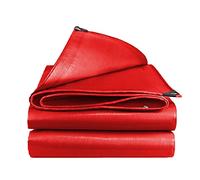 TONGQU Waterproof Tarpaulin with Eyelets, Thicken 160GSM Multipurpose Tarp Sheet Cover Ideal to cover Garden Furniture, Camping, Roof Cover,Red,9x9m/29.52x29.52ft