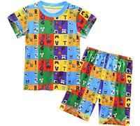 TONGQUD boys alphabet lore pajamas set black graphic pjs kids soft sleepwear gamer 2pcs/set pyjamas summer home-wear for girls yellow 4-5 years