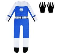TONGQUD Boys Cosplay Costume Fantastic Four Kids Fancy Dress Costume Jumpsuit Movie Cartoon Superhero Bodysuit for Girls (Blue, 7-8 Years)