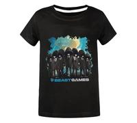 TONGQUD Boys' Cotton T-Shirt Mr Beast Summer Clothes Kids Short Sleeve Crewneck Children Black and Blue Top Tee Sizes 4-13 (UK, Age, 11 Years, 12 Years, Regular, Black)