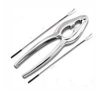 Tongs for Cooking Leg Sheller with 2Pcs Stainless Steel Forks and 1Pc Alloy Lobster Crab Nut Shellfish Lobster Leg Opener Heavy Duty Kitchen Set (Silver, One Size)