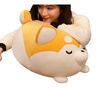 TONGSONG Plush Husky Stuffed Animal Husky Dog Hugging Pillow Cuddly Husky Plushies Dog Toy Husky Huggable Anime Husky Gifts for Kids and Lovers (Yellow, 20 Inch)