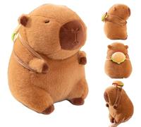 TONGSONG Soft Stuffed Capybara Animals Plush Toys Plushies Cuddly Rodents Doll with Hamburger Backpack Gift for Kids and Lovers