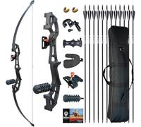 Tongtu 50" Takedown Recurve Bow and Arrows for Adult Beginners Right Handed 30 Lbs 40Lbs, Metal Riser Hunting Long Bow Set for Target Practice Outdoor