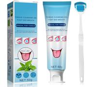 Tongue Cleaner. Fresh Mint Tongue Cleaner Gel Kit - Dual-Action Oral Brush & Scraper for Reducing Bad Breath & Boosting Oral Hygiene. Minty Fresh Gel for Deep Cleaning & Long-Lasting Freshness