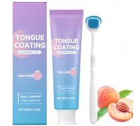 Tongue Cleaner Gel Kit,Tongue Cleaner Gel with Tongue Scraper,Oral Fresh Cleaning Set,Breath Freshener,Oral Cleaners Kit,Reduce Bad Breath,Deep Cleaning,Everyday Use,Gentle,Effective,Peach Flavor