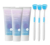 Tongue Cleaner Gel with Tongue Brush, Tongue Coating Cleaning Gel with Tongue Scrapers for Adults Bad Breath Removal, Plant Extract Gentle Fresh Formula for Fresh Breath, Easy to Use (3 Set)