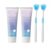 Tongue Cleaner Gel with Tongue Brush, Tongue Coating Cleaning Gel with Tongue Scrapers for Adults Bad Breath Removal, Plant Extract Gentle Fresh Formula for Fresh Breath, Easy to Use (2 Set)