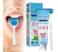 Tongue Cleaner Gel with Tongue Brush, Tongue Scraper, Tongue Cleaner Kit, Fresh Mint Tongue Cleaner Gel for Reduce Bad Breath and Maintain Mouth Health (Classic)
