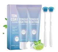 Tongue Cleaning Gel Bundle with Brush,Deep Cleaning,Gentle Mint Fresh Formulas,Bad Breath Removal,Fresh Breath (2Pcs-B, Mint flavor-002)