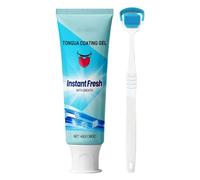 Tongue Cleaning Gel - Gentle Bad Breath Removal with Brush | Tongue Scraper Gel - for Workplace Morning Evening Routine Business Trip