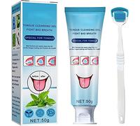 Tongue Cleaning Scraper Brush Kit, Tongue Cleaning Gel Oral Care Removes Oral Odor Fresh Breath Tongue Coating Cleaning Bad Breath for Adults, 50g (2pcs)