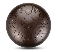 Tongue Drum 12 Inches 13 Notes， Steel Tongue Instrument Handpan Drum with Travel Bag， Mallet， Knocking Finger Picks， Steel Drums for Children Adults Beginner，Red Bronze-12 inches 13 tones