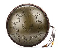 Tongue Drum 14 Inch 15 Notes Steel Drum Handpan Professional Percussion Instrument Tank Drum with Travel Bag and Mallets for Meditation Yoga Zen