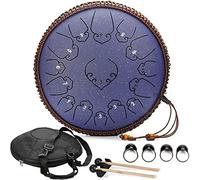 Tongue Drum 14 Inch 15 Notes Steel Handpan Professional Percussion Instrument Tank Drum Kit with Travel Bag Rope Decoration and Mallets for Meditation Yoga Zen