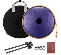 Tongue Drum 14 Inches 14 Notes Copper Steel Handpan Dish Shape Drum with Rope Decoration Mallets Carry Bag Professional Musical Percussion Instrument for Meditation Yoga Zen,Purple