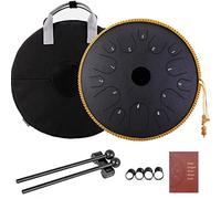 Tongue Drum 14 Inches 14 Notes Copper Steel Handpan Dish Shape Drum with Rope Decoration Mallets Carry Bag Professional Musical Percussion Instrument for Meditation Yoga Zen,Dumb