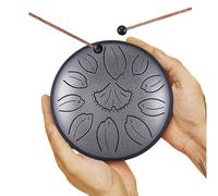 Tongue Drum 6 Inch 11 Tones, Steel Tongue Drum, Ginkgo Leaves Alloy Steel, Steel Pan Percussion Instrument for Beginners, Handpan Drum for Sound Healing Meditation Yoga (Silver)