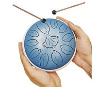 Tongue Drum 6 Inch 11 Tones, Steel Tongue Drum, Ginkgo Leaves Alloy Steel, Steel Pan Percussion Instrument for Beginners, Handpan Drum for Sound Healing Meditation Yoga (Blue)