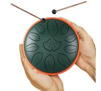 Tongue Drum 6 Inch 11 Tones, Steel Tongue Drum, Ginkgo Leaves Alloy Steel, Steel Pan Percussion Instrument for Beginners, Handpan Drum for Sound Healing Meditation Yoga (Green)