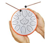 Tongue Drum 6 Inch 11 Tones, Steel Tongue Drum, Ginkgo Leaves Alloy Steel, Steel Pan Percussion Instrument for Beginners, Handpan Drum for Sound Healing Meditation Yoga (White)