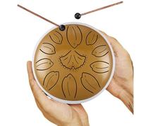 Tongue Drum 6 Inch 11 Tones, Steel Tongue Drum, Ginkgo Leaves Alloy Steel, Steel Pan Percussion Instrument for Beginners, Handpan Drum for Sound Healing Meditation Yoga (Yellow)
