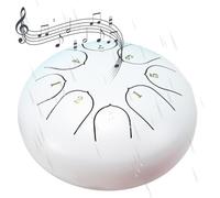 Tongue Drum Rain: The 6 Inch 8 Note Steel Tongue Drum is Perfect for Adding a Mesmerizing Sound to Your Outdoor Space(White)