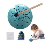 Tongue Drum, Steel Drum for Children, Meditation Drum, A-Key Tank Drum, Ethereal Sound, 6 Note 3 Inch, Steel Drum Instrument, Includes Music Book and Mallet, Promotes Sleep and Relaxation