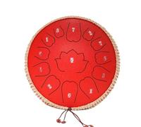 Tongue Drum with Rubber Base, Not Easy to Slide Rain Drum 12 Inch 13 Tone steel drum Suitable for Yoga and Meditation(Red)