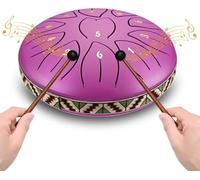 Tongue Drums VAYOTOY Rain Drums for Garden Outdise, 6 Inch 11 Notes Percussion Instrument Handpan Drum with Music Book for Meditation Yoga Temple