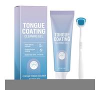Tongue Gel Cleaner with Scraper, Daily Mouths Care Set, Adorable Ergonomic Mouth Cares Kit for Adults Gum Sensitivity Bad Breath Daily Hygiene and Travel Use, 5.35x1.81 inches