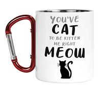 Tongue in Peach Carabiner Mug | Camper Cup | Thermal Mugs | You've Cat to Be Kitten Me Pet Owner | Secret Santa | Nature Lover | Outdoors Walking | CMBH43