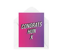Tongue in Peach Congratulations Cards, New Job Card, Congrats Hun, Graduation New Job New Baby New Job Bestie Best Friend for Her for Him, CBH476, White, 21 x 15 x 0.2 cm