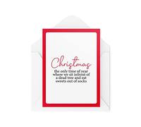 Tongue in Peach Funny Christmas Card - Dead Tree Eat Sweets Socks - Joke Cards for Xmas - Secret Santa Work Greeting Cards Banter Novelty Adult - TIP_Card_CBH8 White