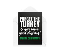 Tongue in Peach Funny Christmas Card - Forget Turkey Give Me A Good Stuffing - Joke Cards for Xmas - Secret Santa Work Greeting Card Banter Novelty - TIP_Card_CBH11 White