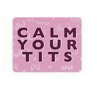 Tongue in Peach Funny Mouse Mat Office Work Mousepad Desk Accessories Computers Colleague Coworker Calm Your T*ts Boobs Joke Banter For Her For Him l MM323