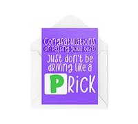 Tongue in Peach Funny Novelty Greeting Cards | Congrats On Passing Your Test | Passed Driving Test Driving Lessons 17 New Driver Funny Joke | CBH1230, White, A5